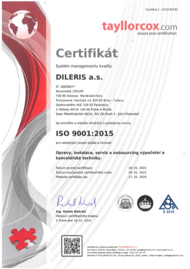 CERTIFIKACE ISO 9001:2015